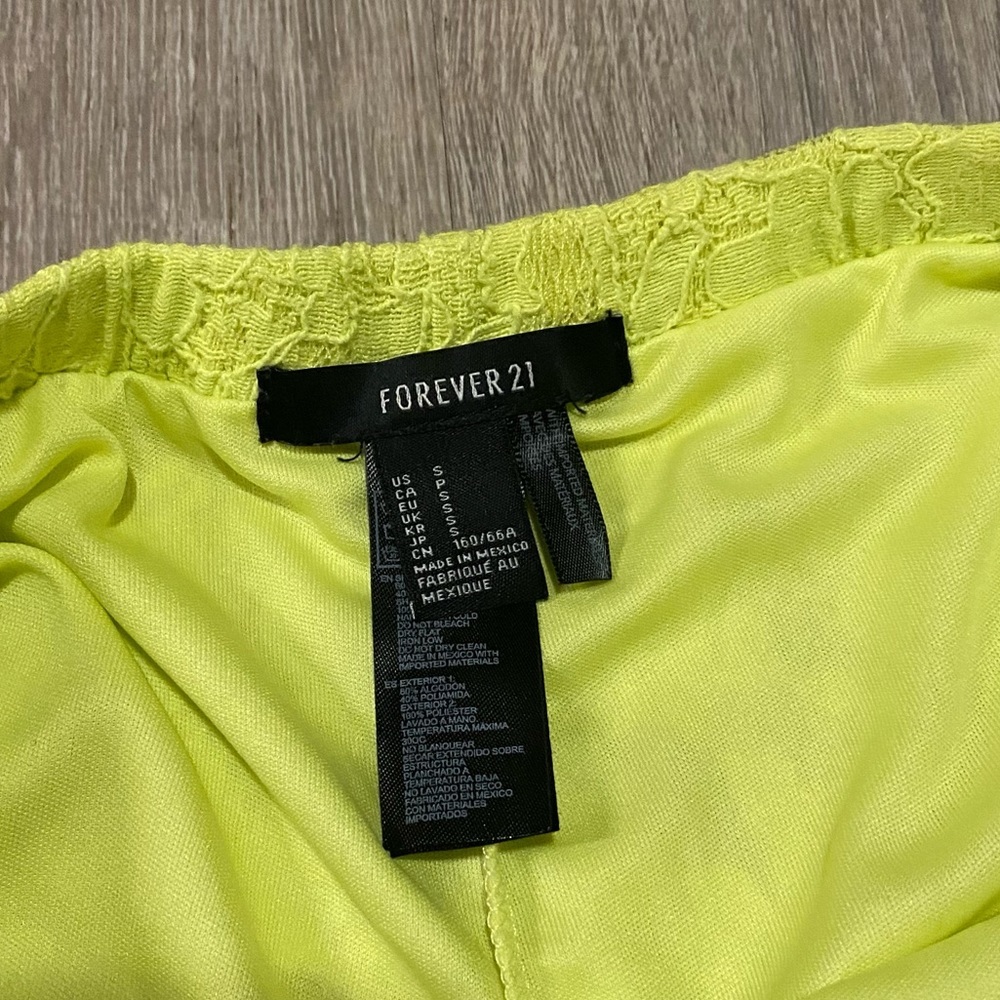 Forever 21 Neon Lace Shorts Small Lime Green Elastic Waist Summer Festival - Picture 5 of 5